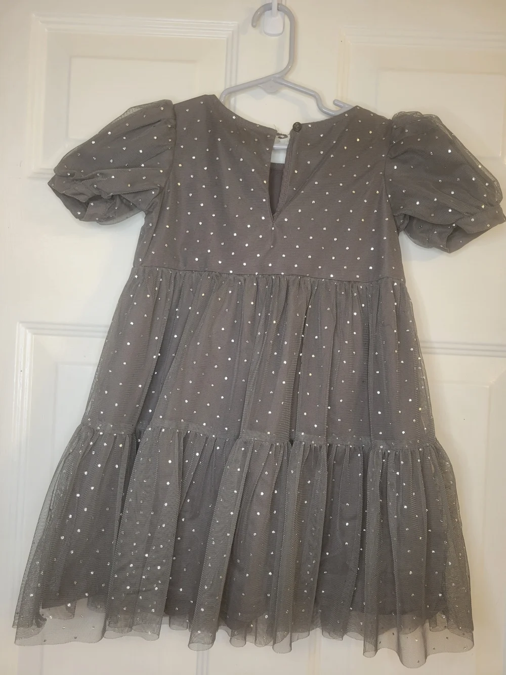 Gap Kids Gray Sparkle Tiered Tulle Dress